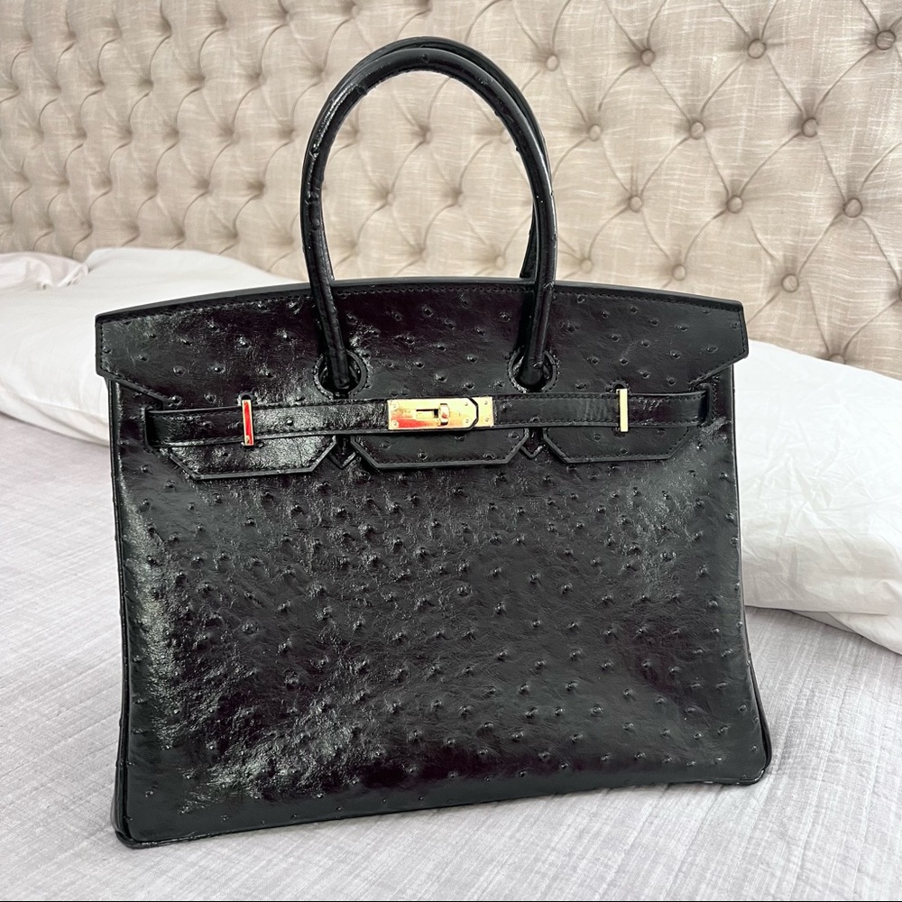 COPY - Black large Leather fashion tote bag